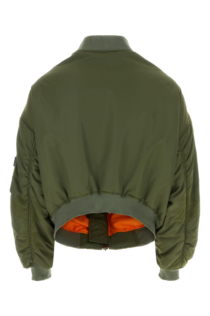 Army green nylon padded bomber jacket