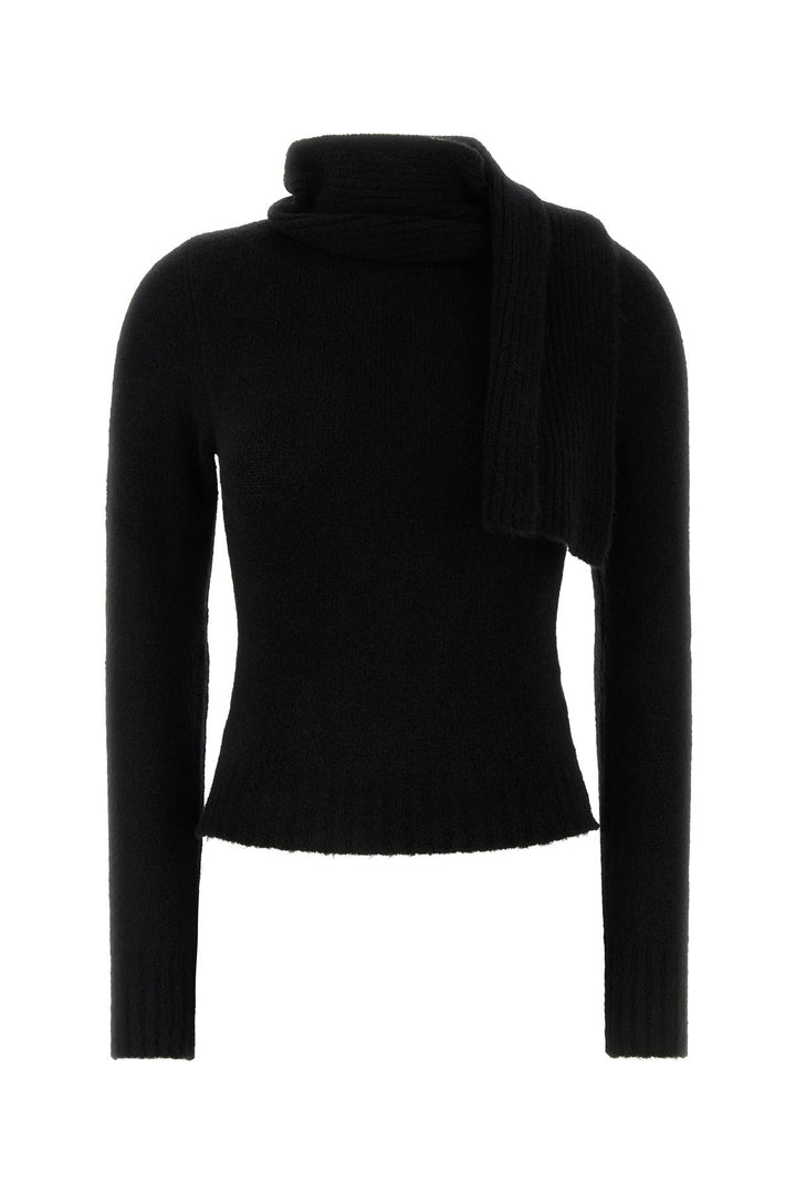 Black stretch wool blend Scarf Jumper sweater