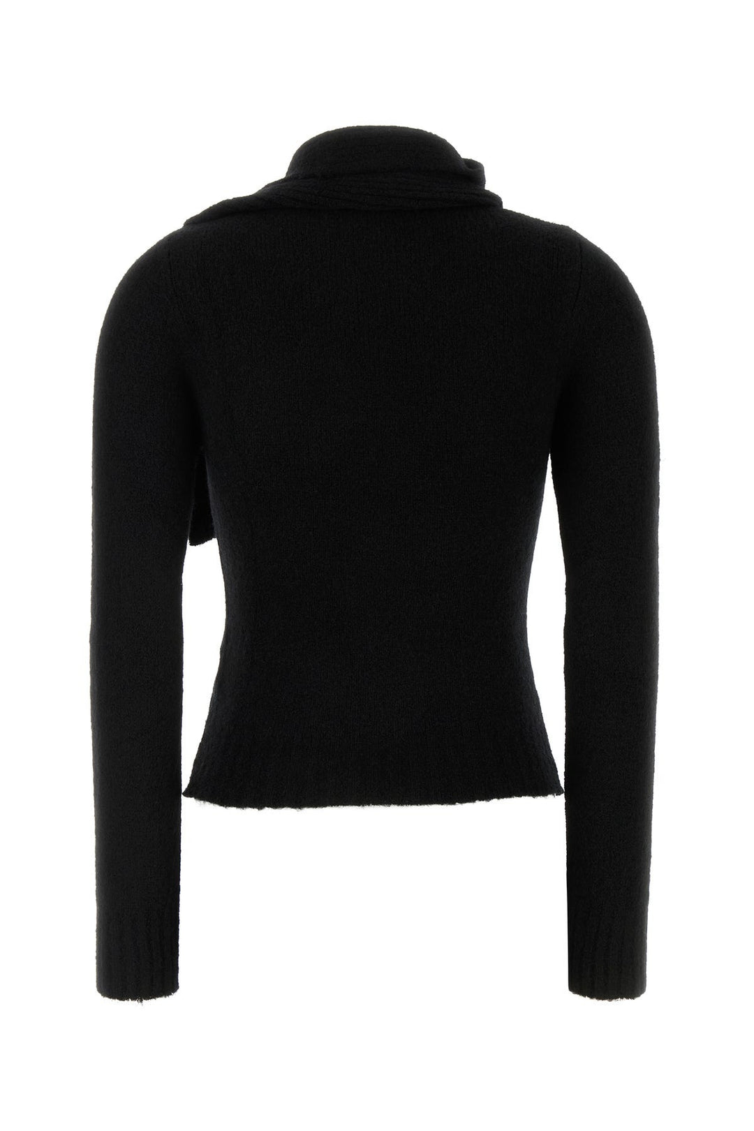 Black stretch wool blend Scarf Jumper sweater