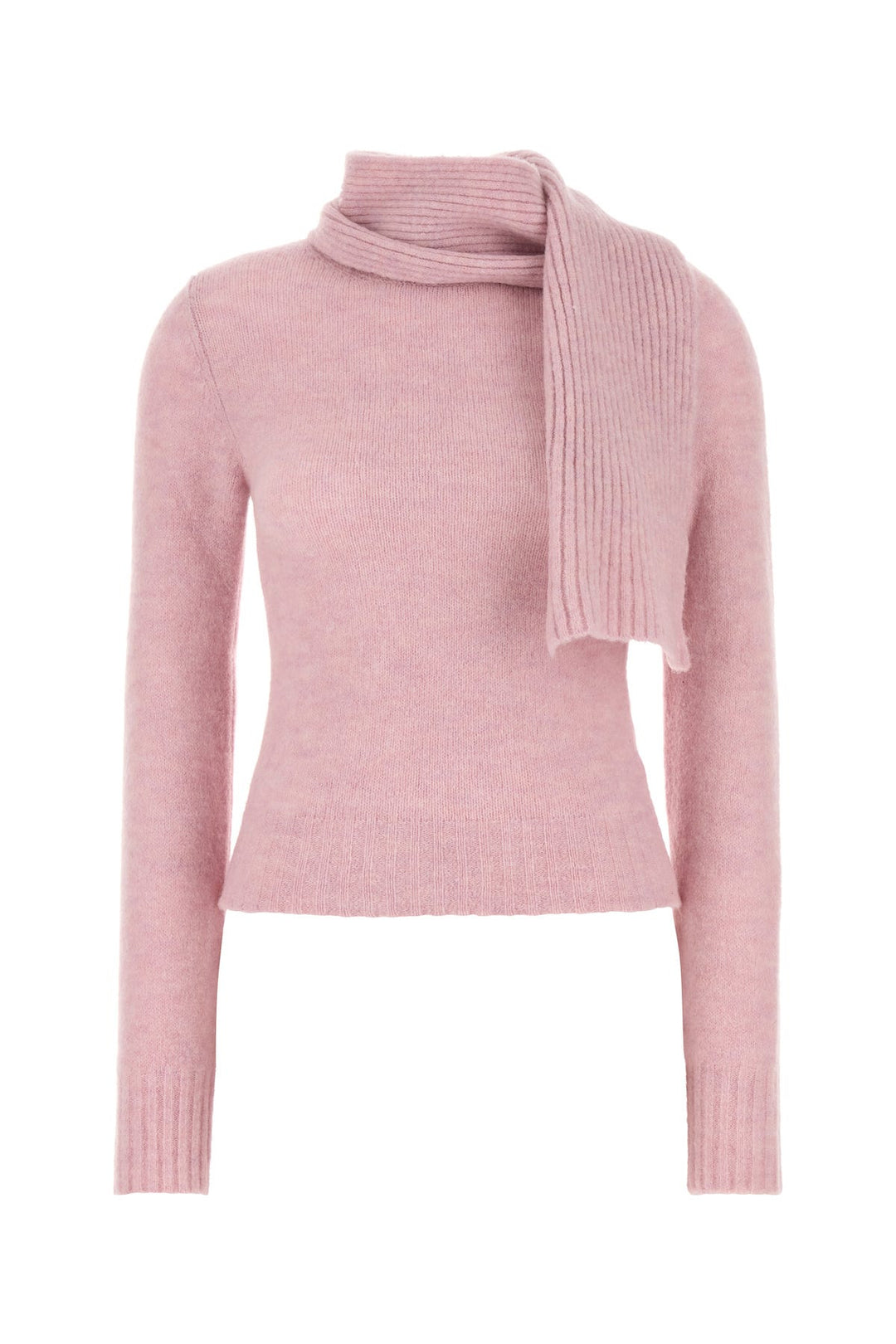 Pink stretch wool blend Scarf Jumper sweater