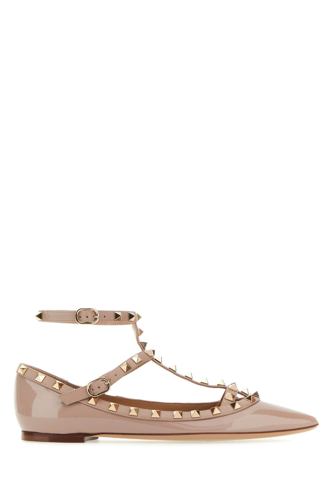Antiqued pink leather Rockstud ballerinas