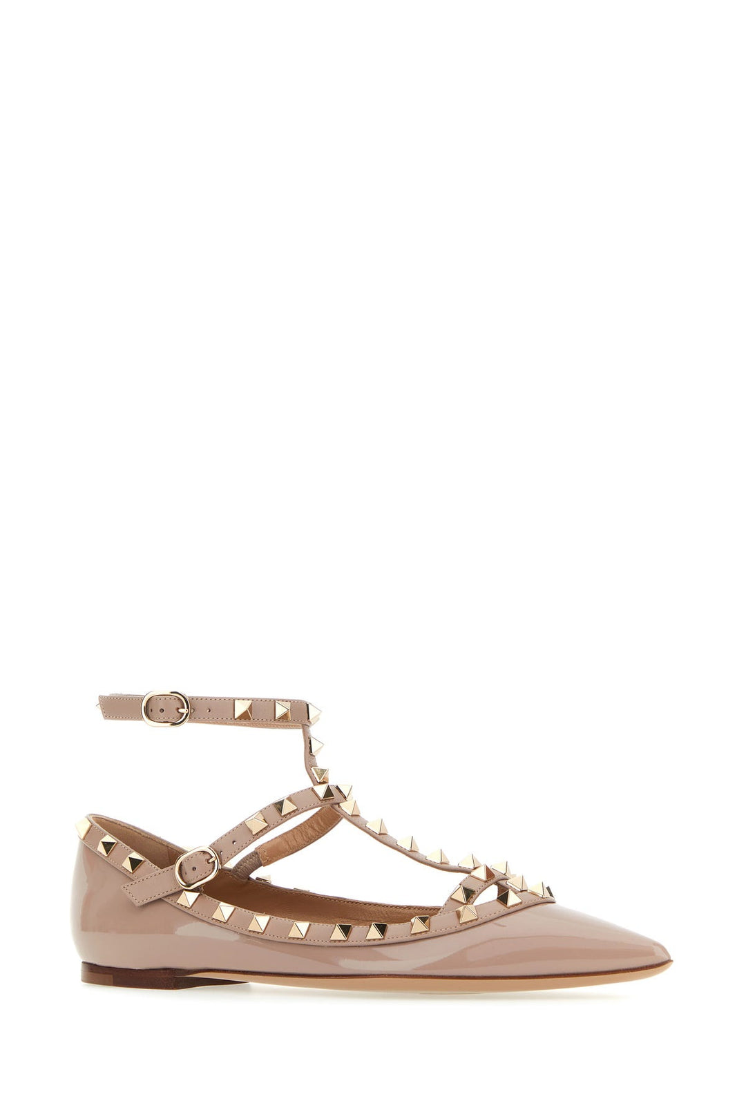 Antiqued pink leather Rockstud ballerinas
