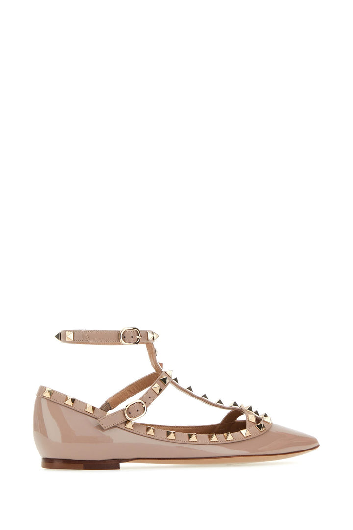 Antiqued pink leather Rockstud ballerinas