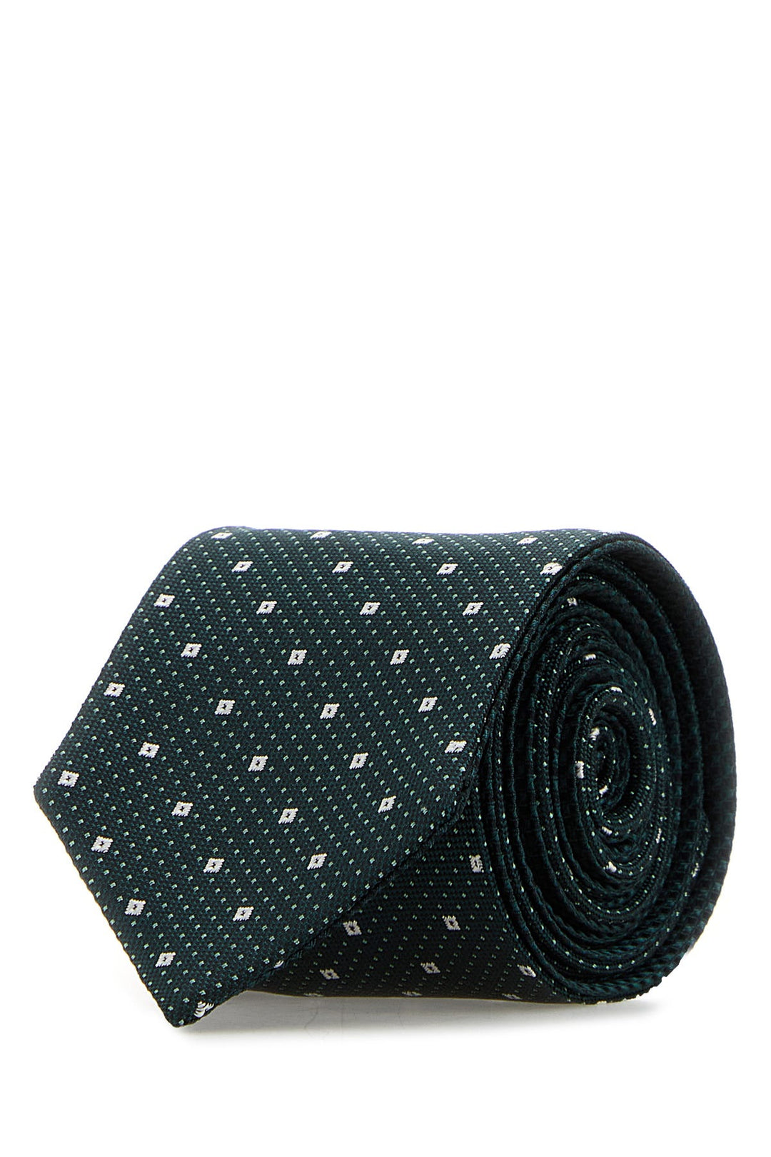 Embroidered silk blend tie