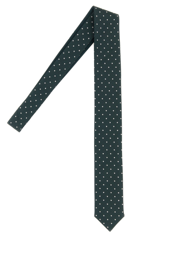 Embroidered silk blend tie