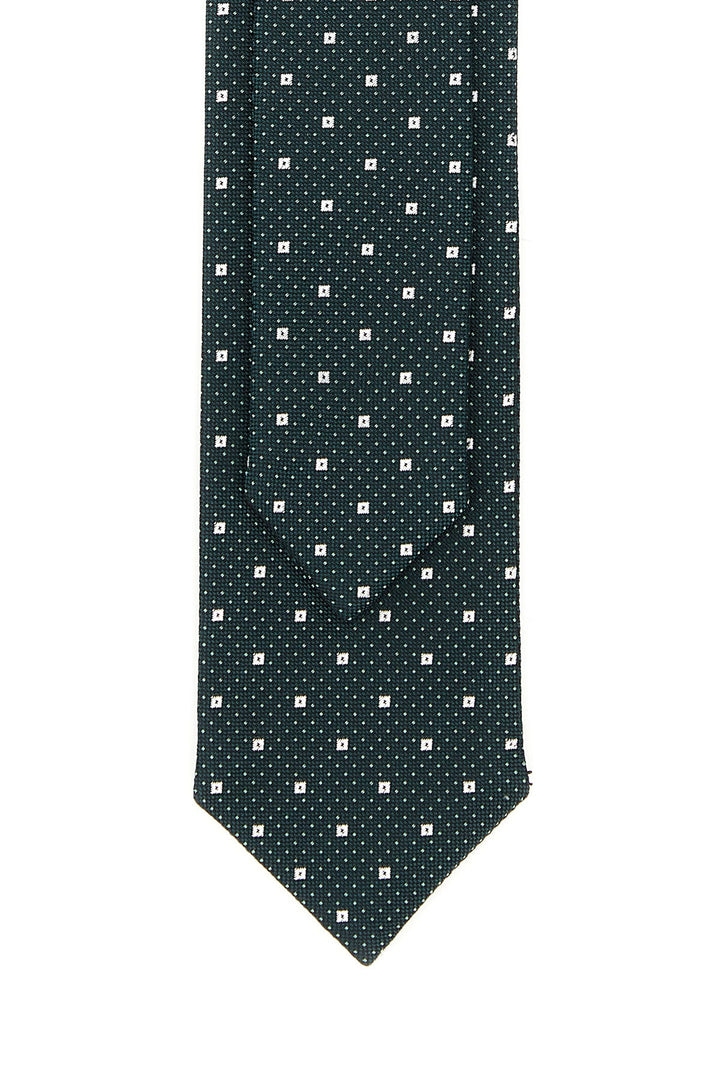 Embroidered silk blend tie