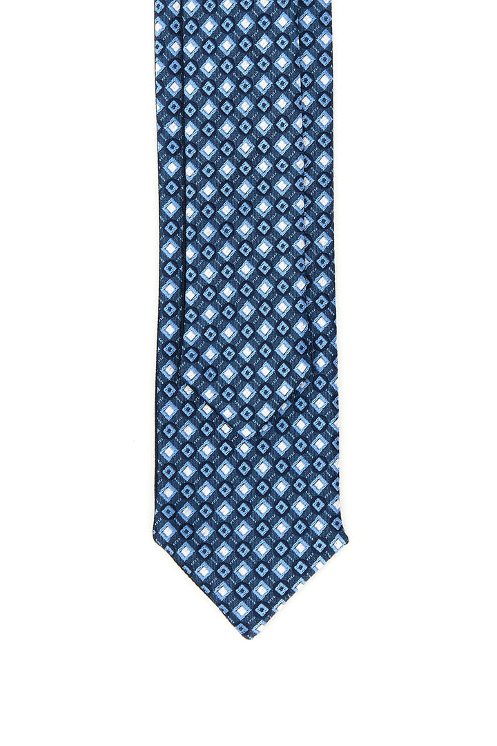 Embroidered silk blend tie