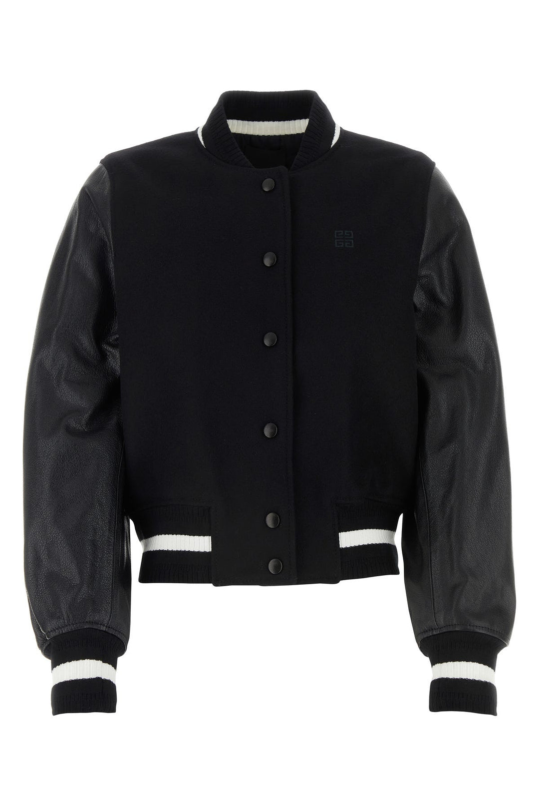 Black cotton blend bomber jacket