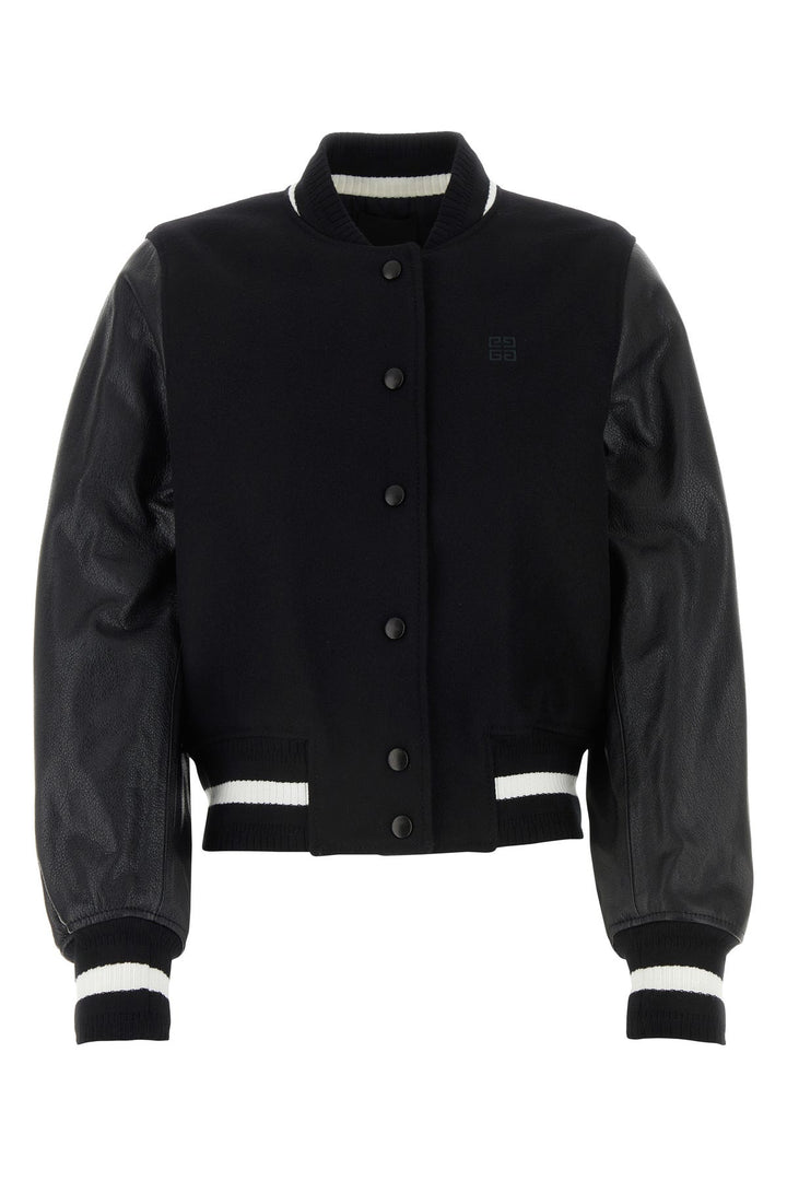 Black cotton blend bomber jacket
