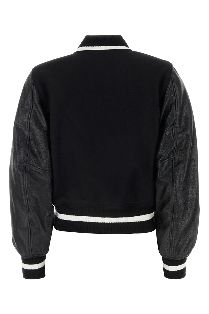 Black cotton blend bomber jacket