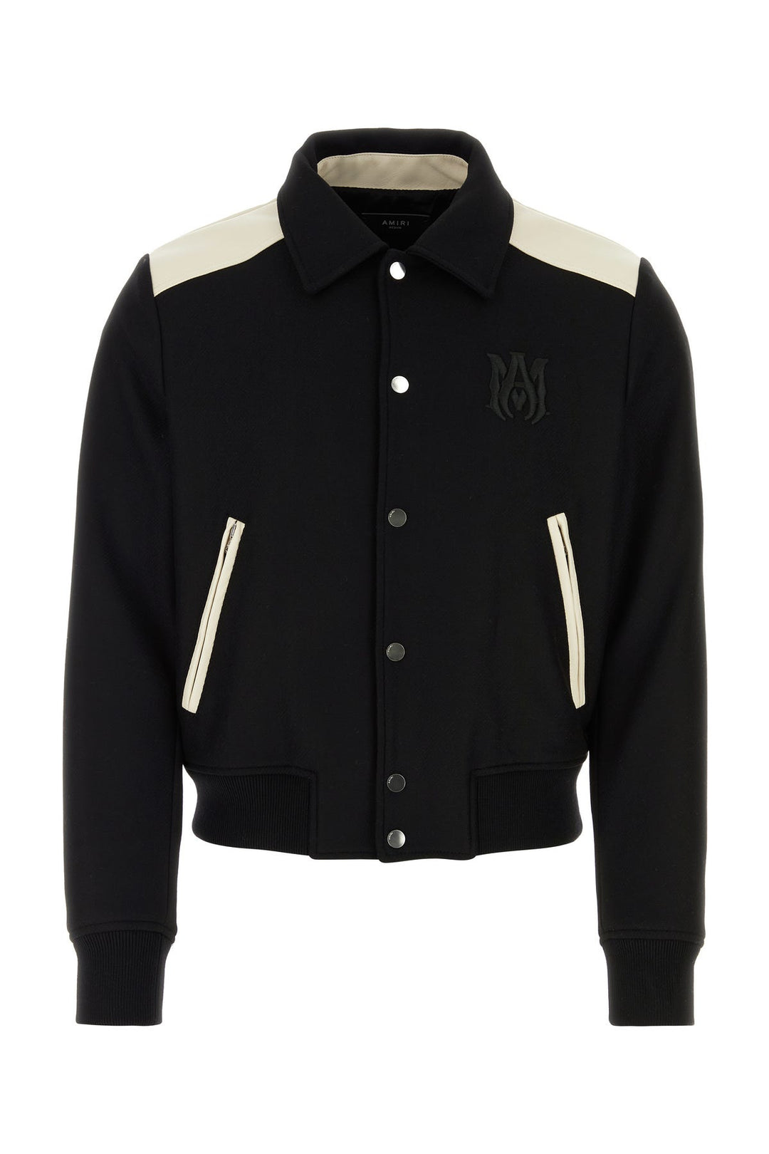 Black wool blend bomber jacket