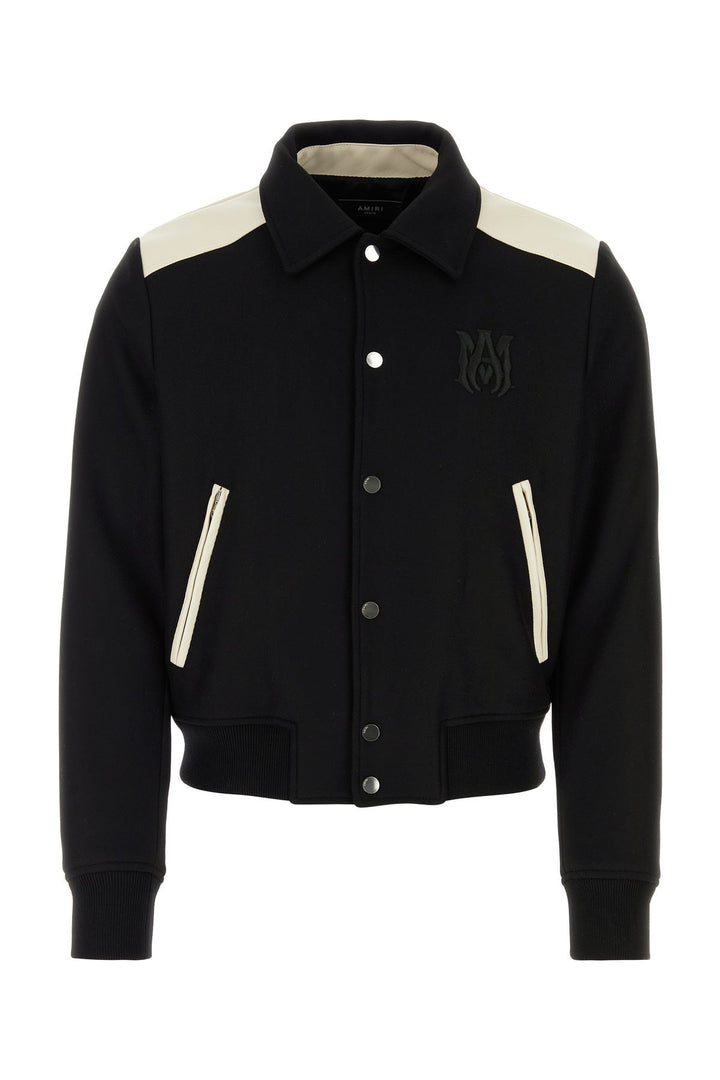 Black wool blend bomber jacket