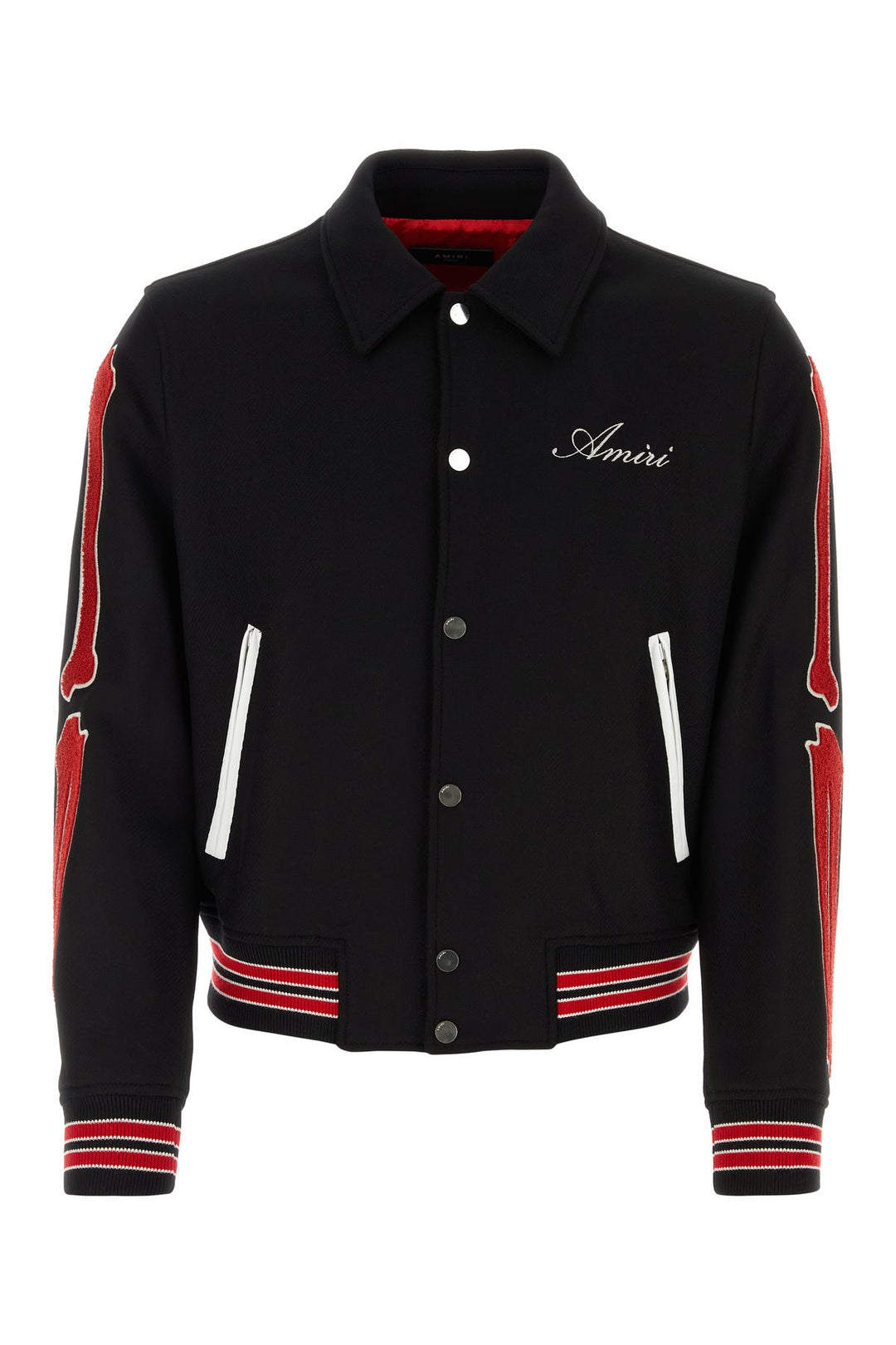 Black wool blend bomber jacket