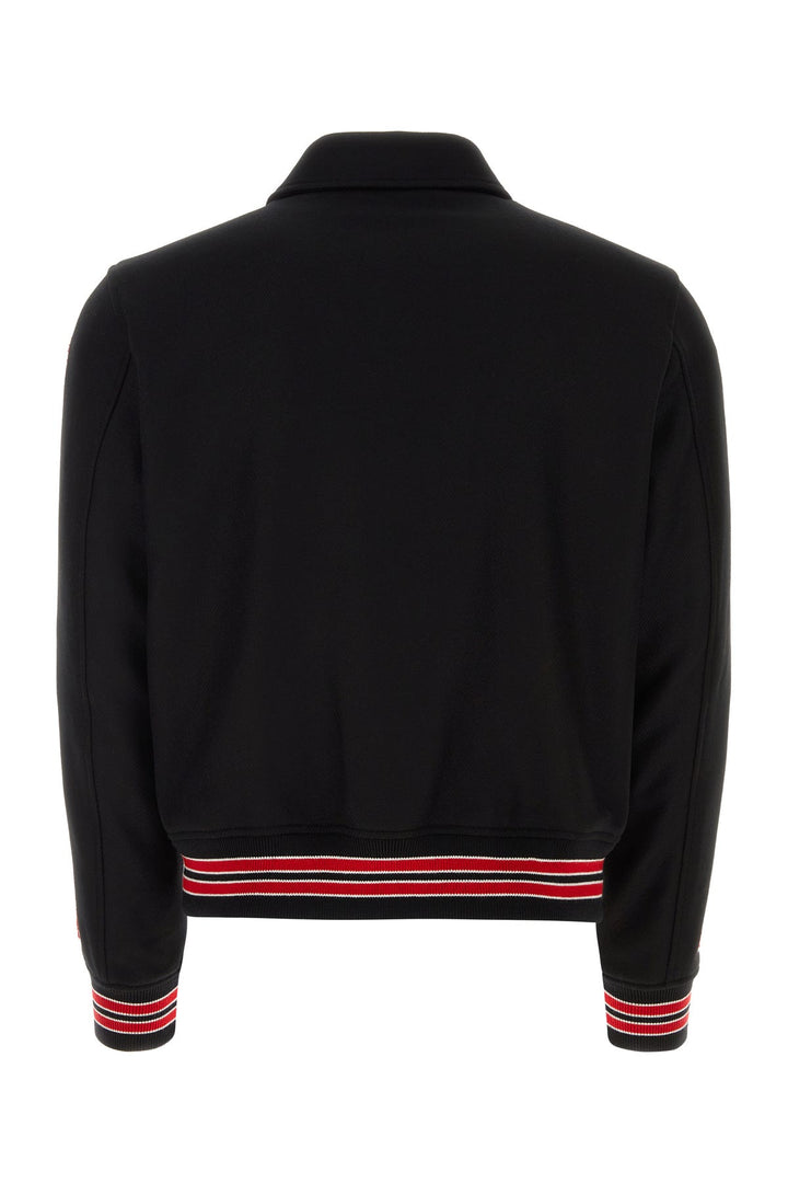 Black wool blend bomber jacket