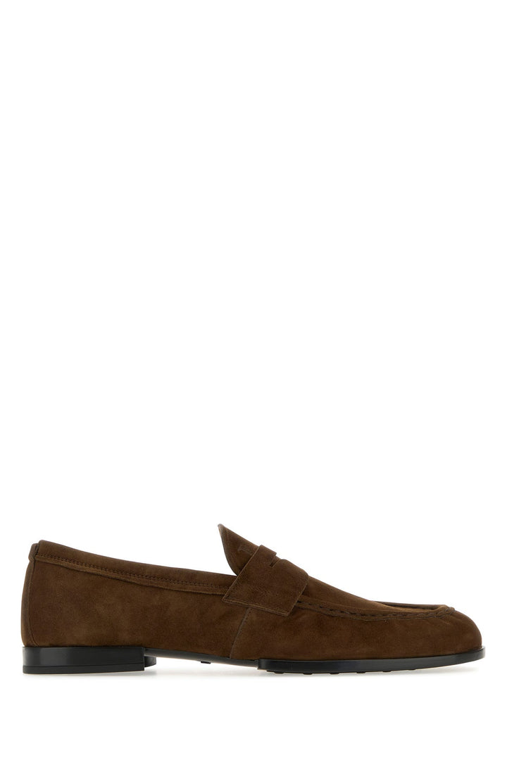 Brown suede loafers