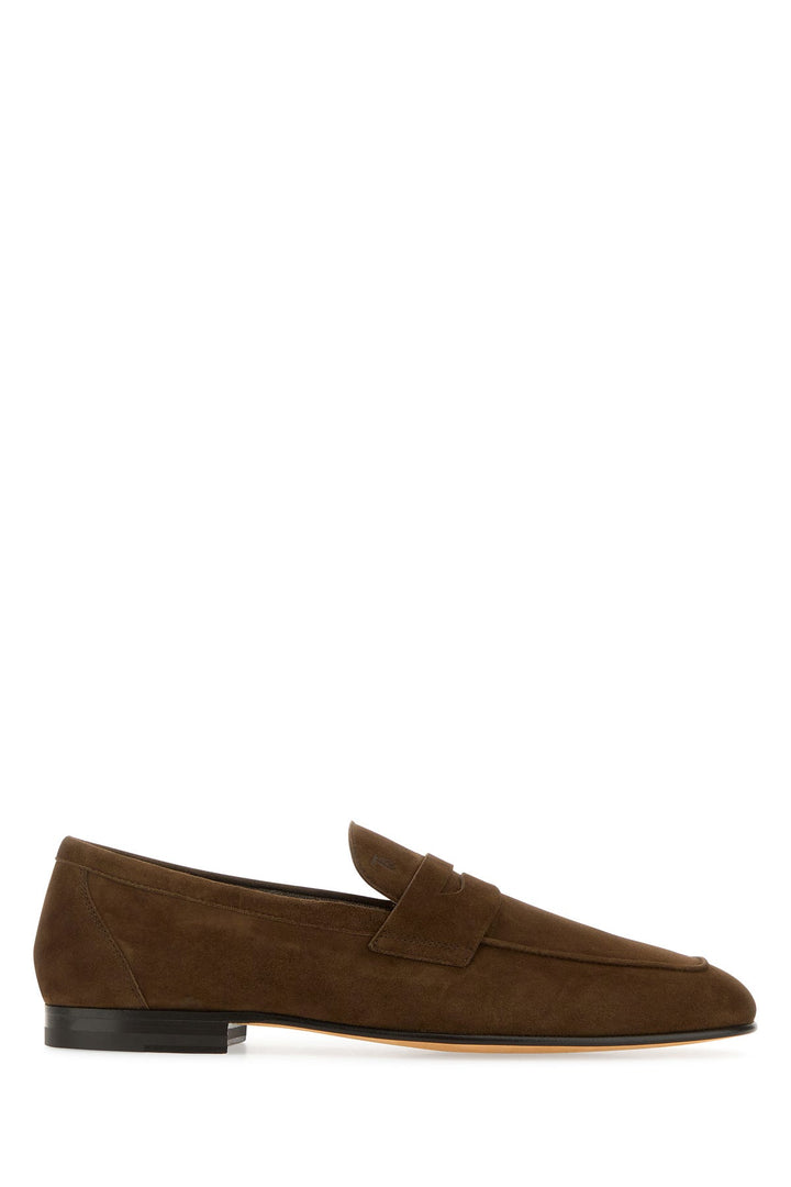 Brown suede loafers