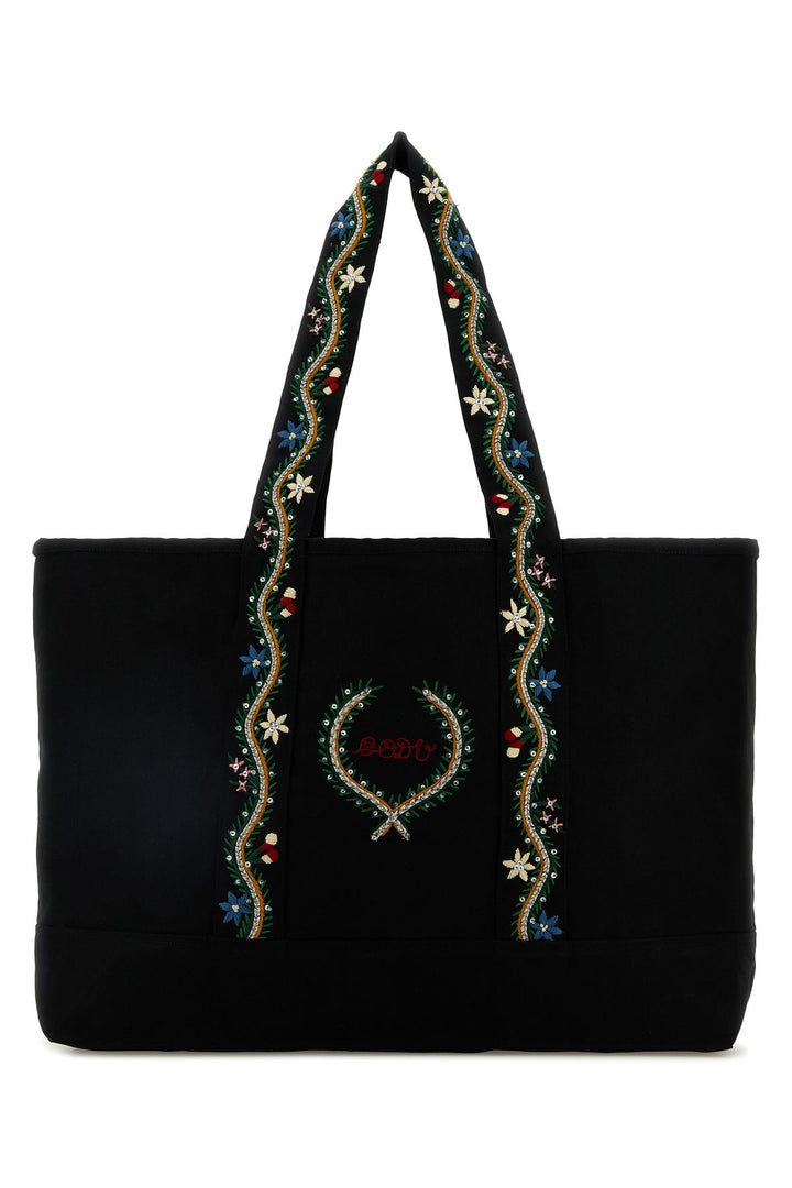 Black canvas shopping bag