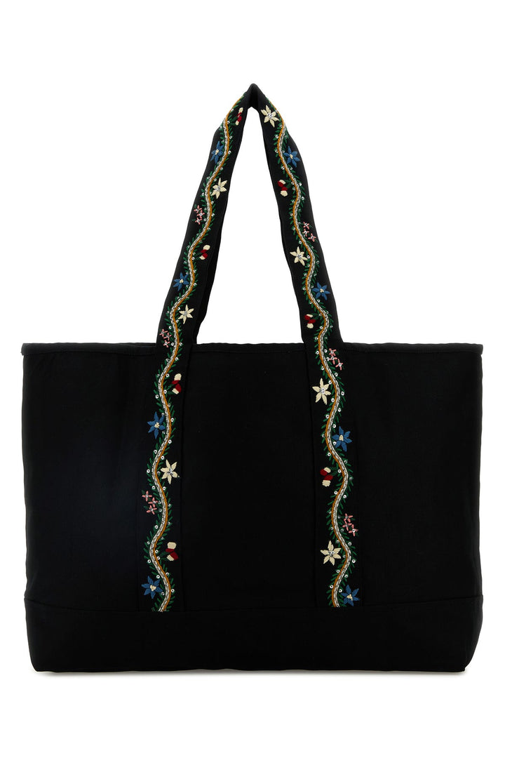 Black canvas shopping bag