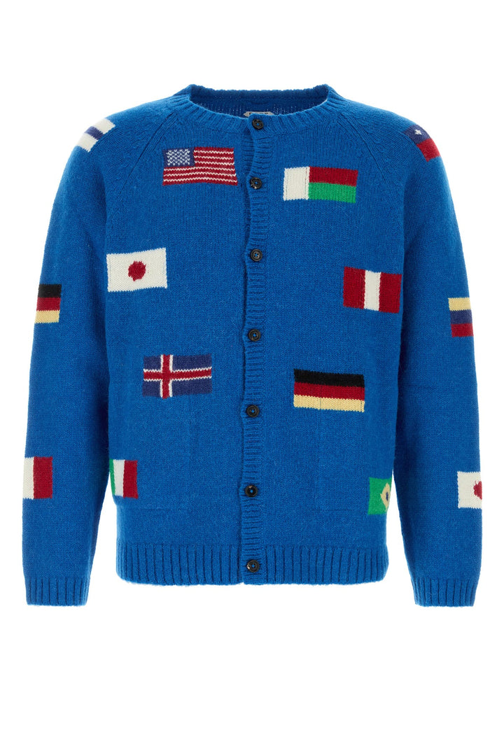 Electric blue alpaca blend Round-the-World cardigan