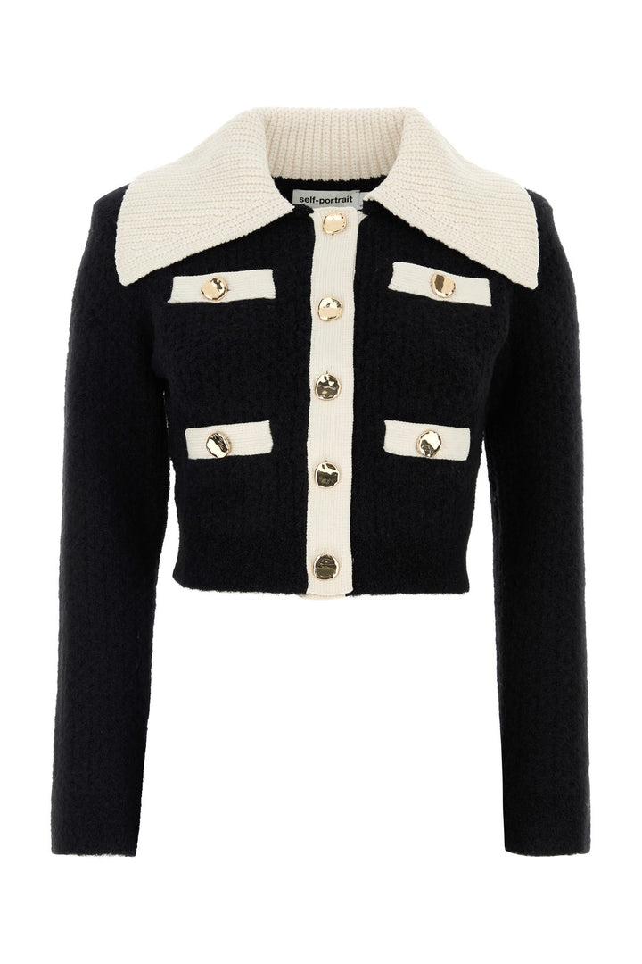 Black stretch alpaca blend cardigan
