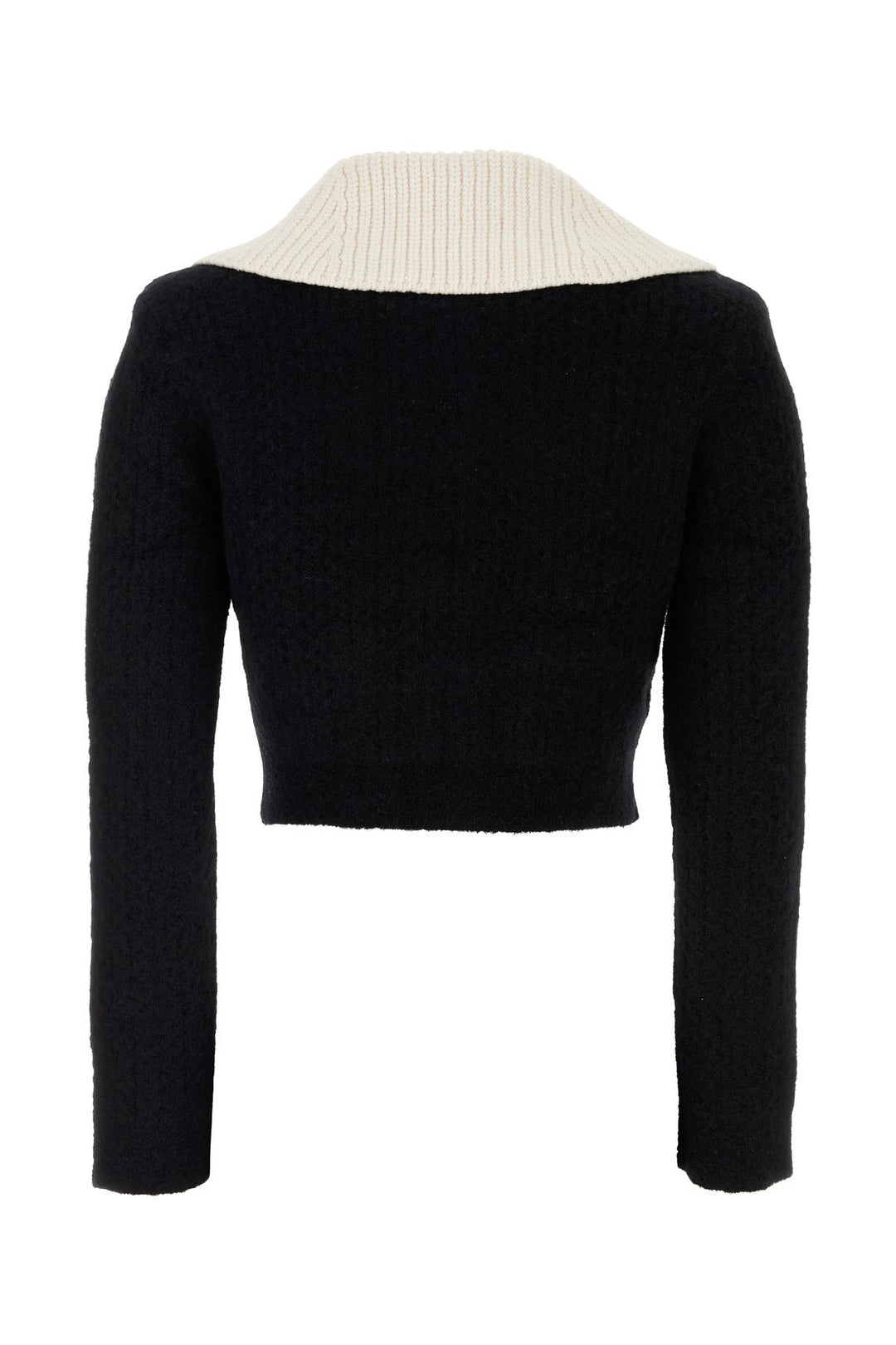 Black stretch alpaca blend cardigan