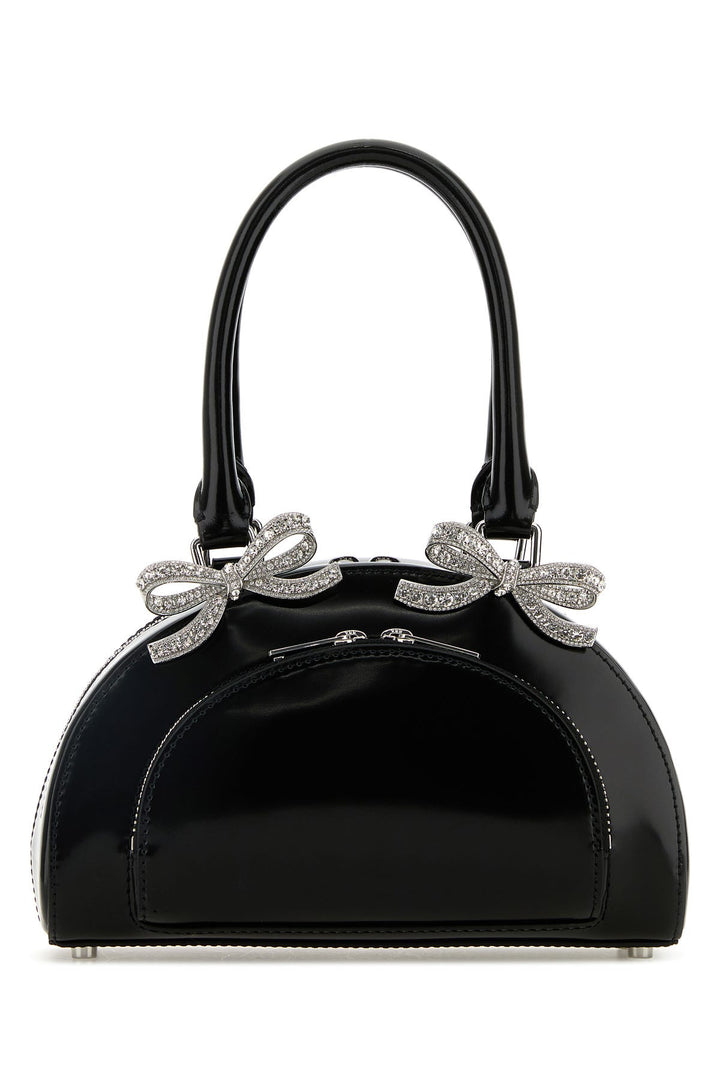 Black leather handbag