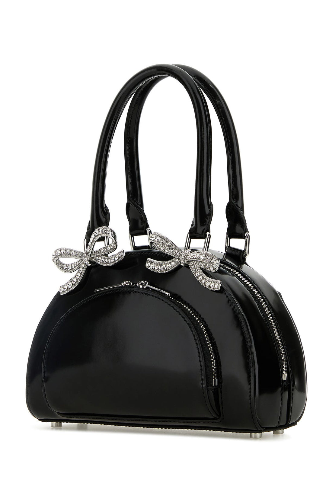 Black leather handbag