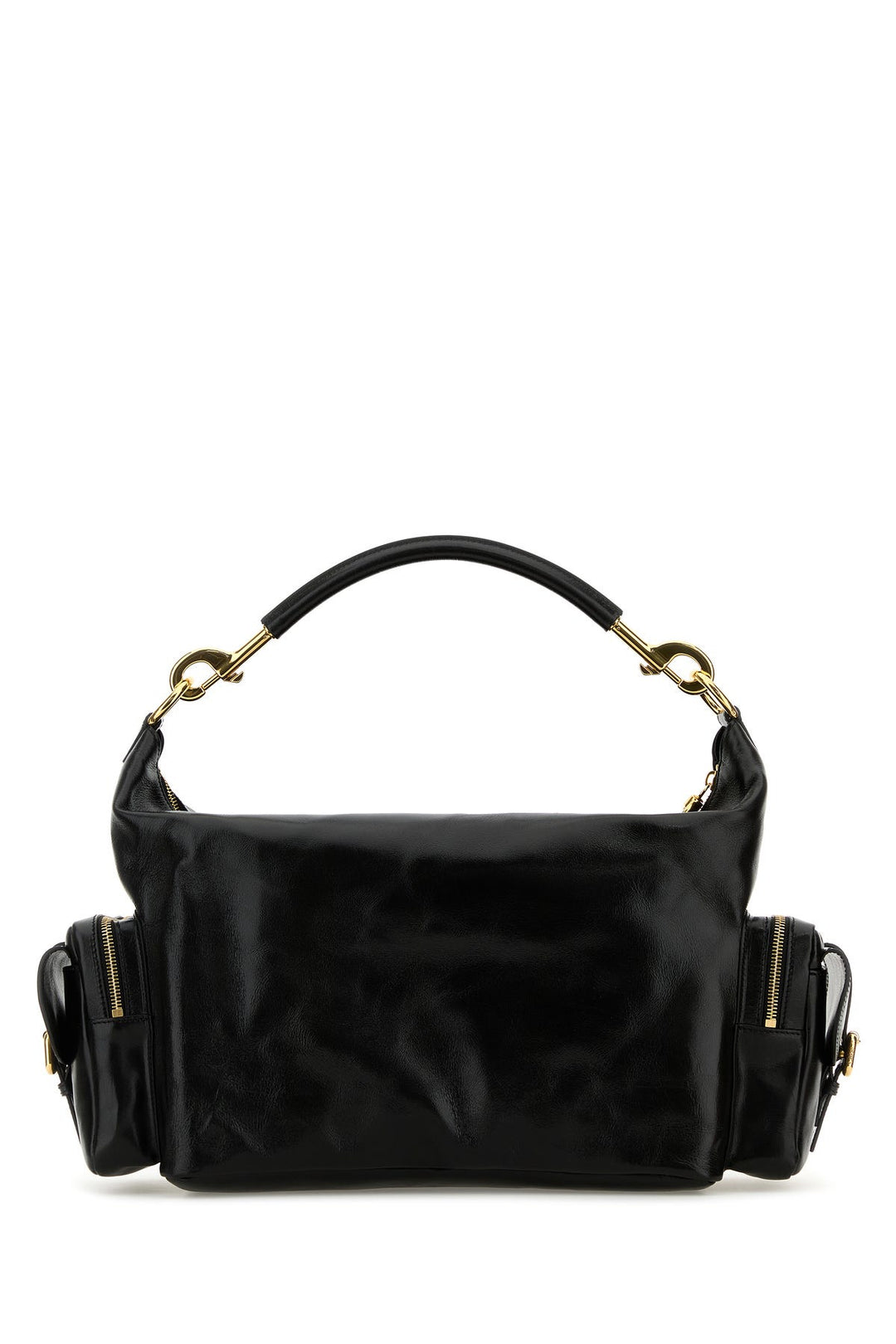 Black leather large shopping bag