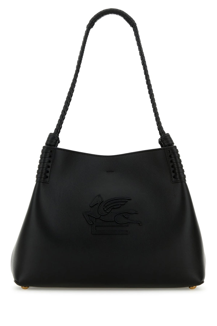 Black leather small Libra shopping bag