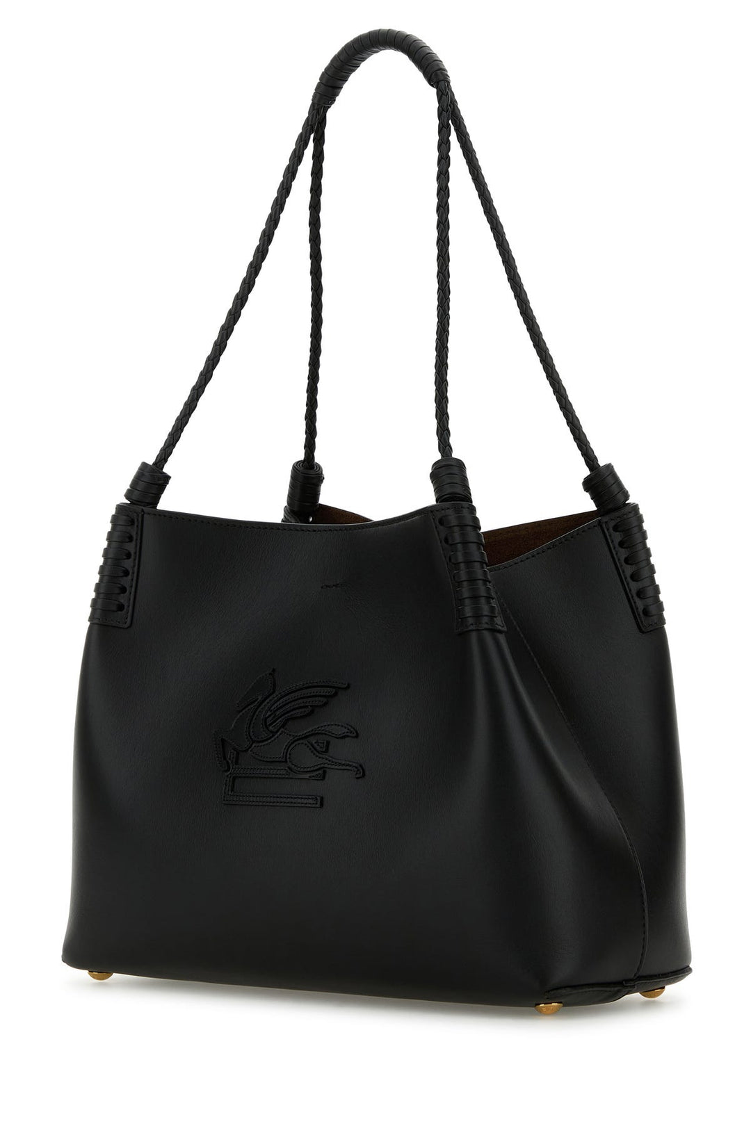 Black leather small Libra shopping bag