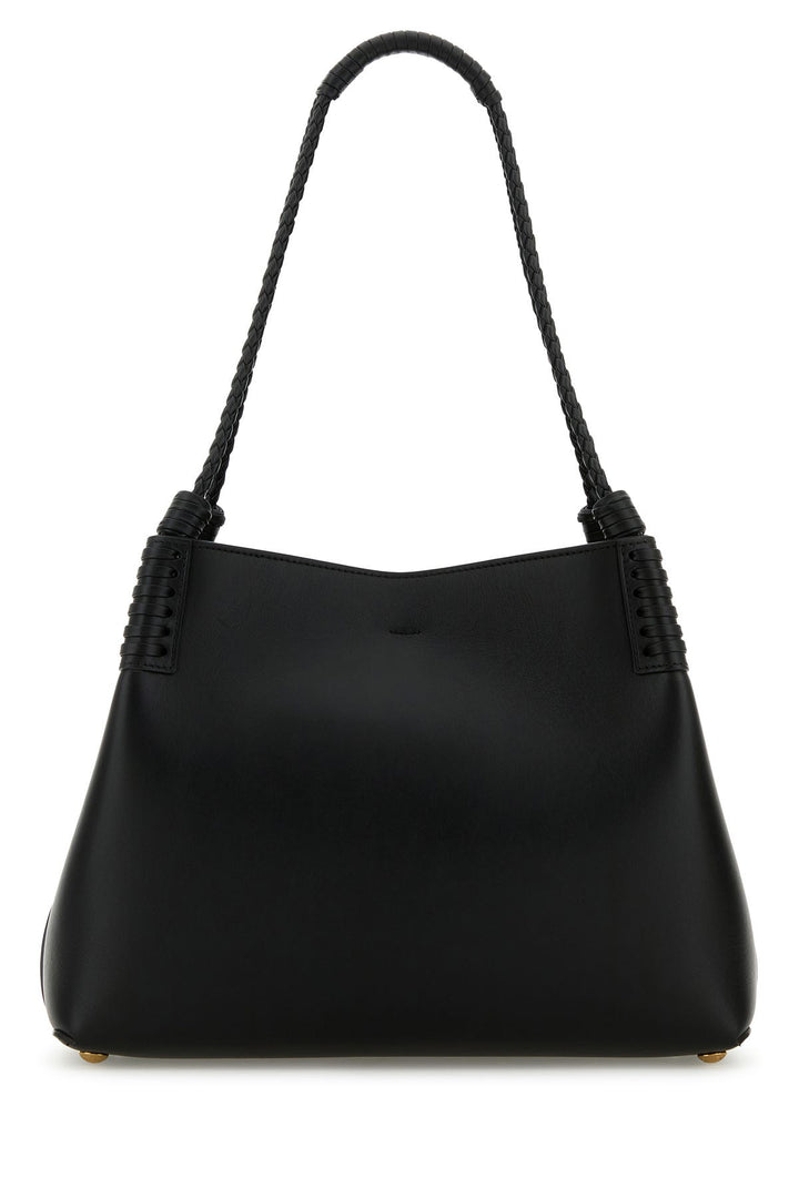 Black leather small Libra shopping bag