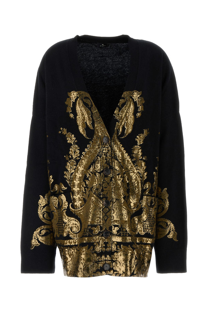 Black wool oversize cardigan