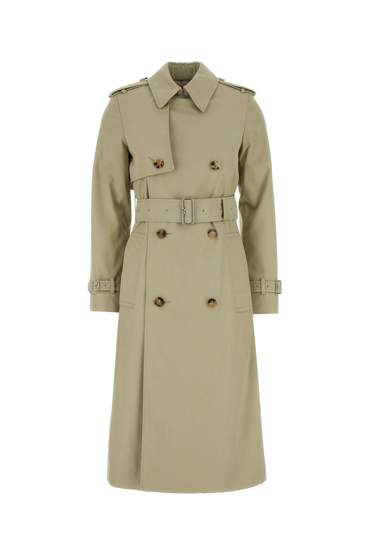 Beige polyester blend trench coat