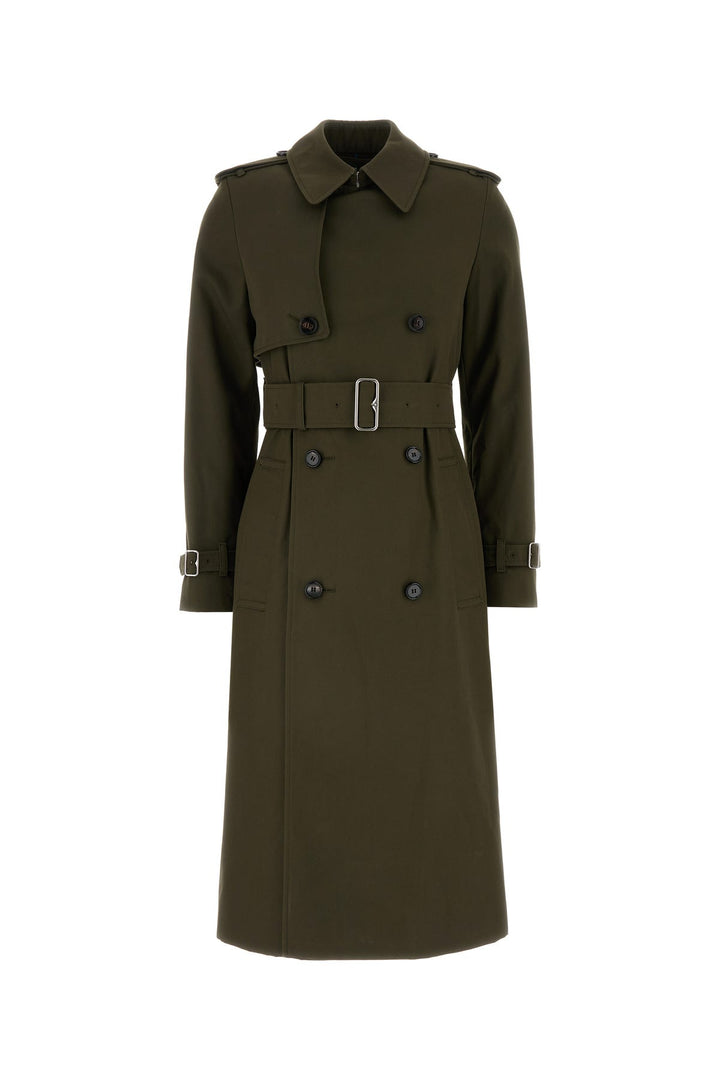 Army green polyester blend trench coat
