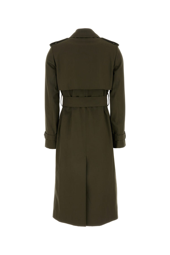 Army green polyester blend trench coat