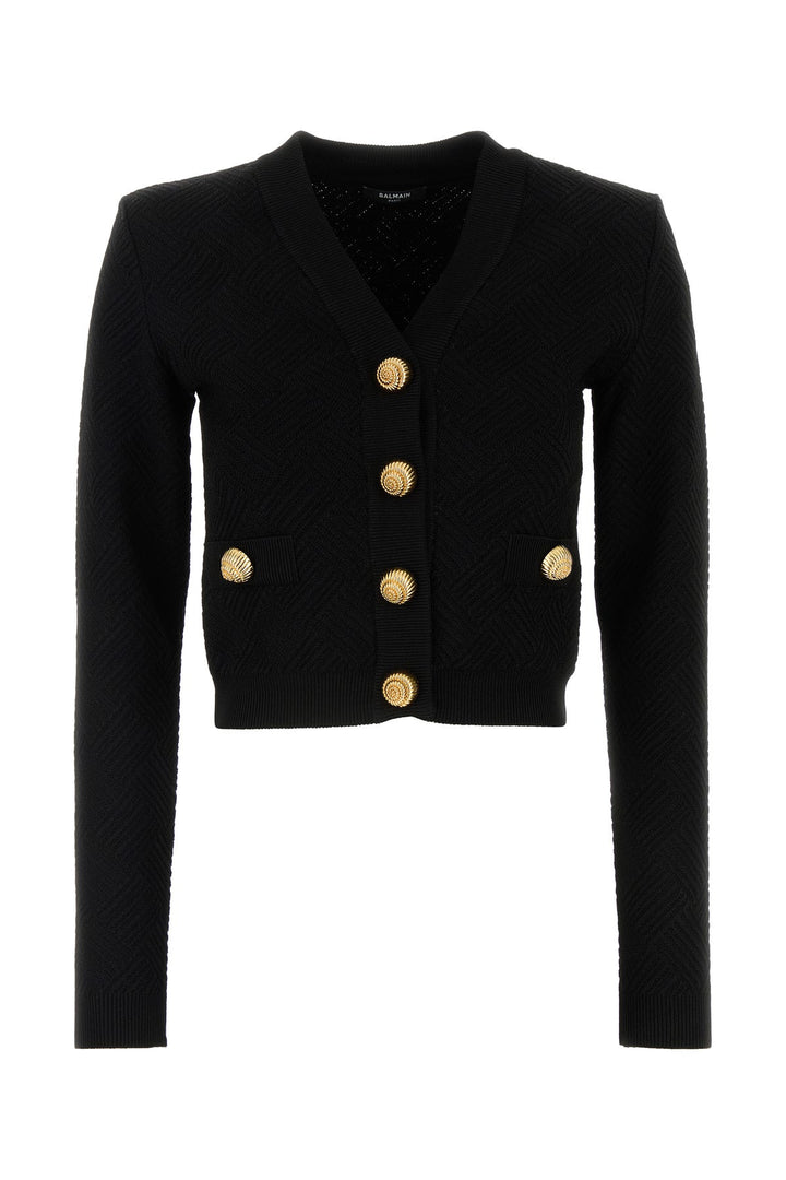 Black stretch viscose blend cardigan