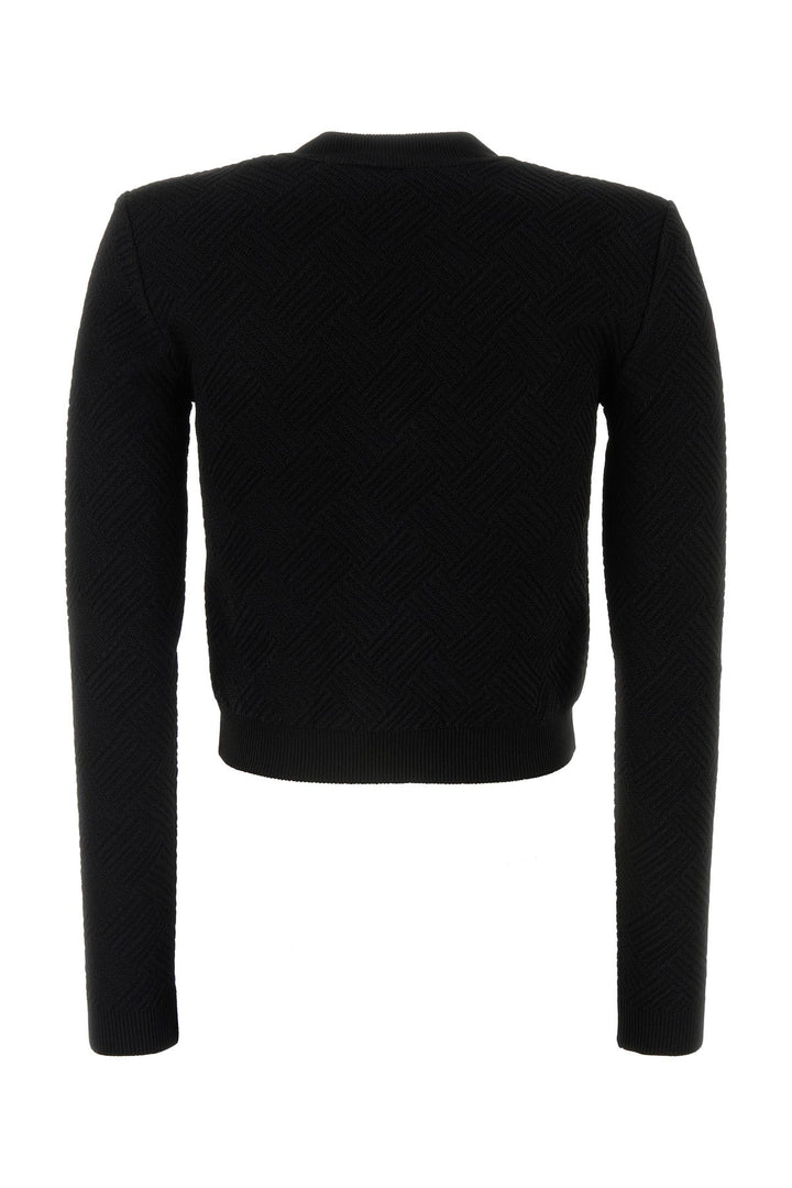 Black stretch viscose blend cardigan
