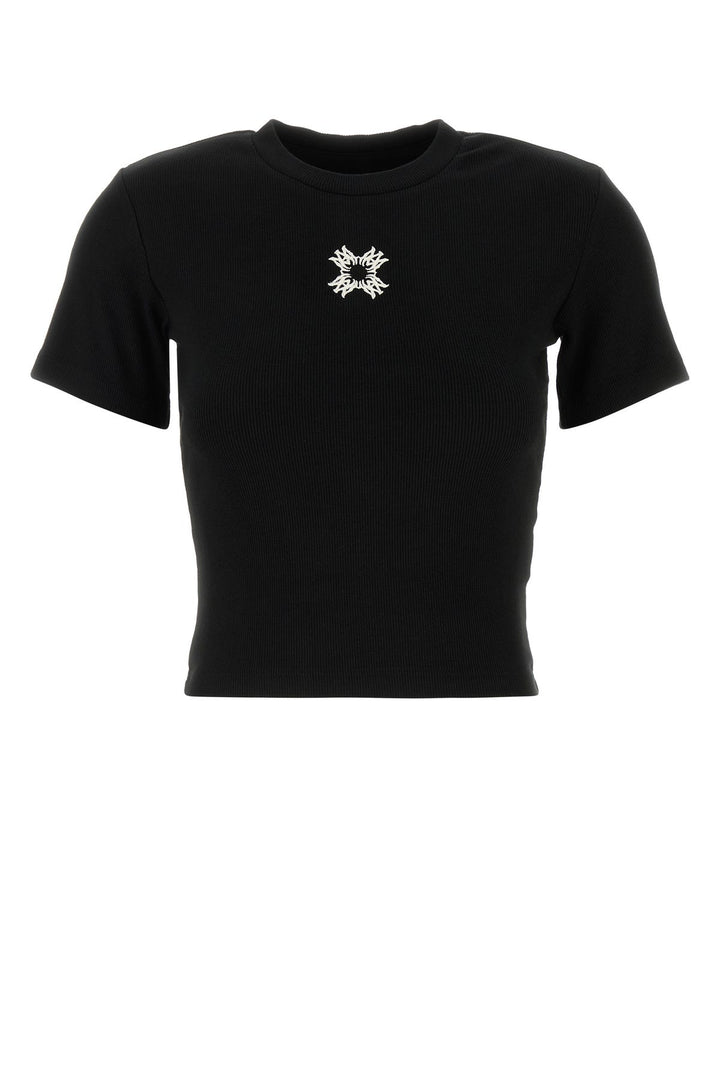 Black stretch cotton blend t-shirt
