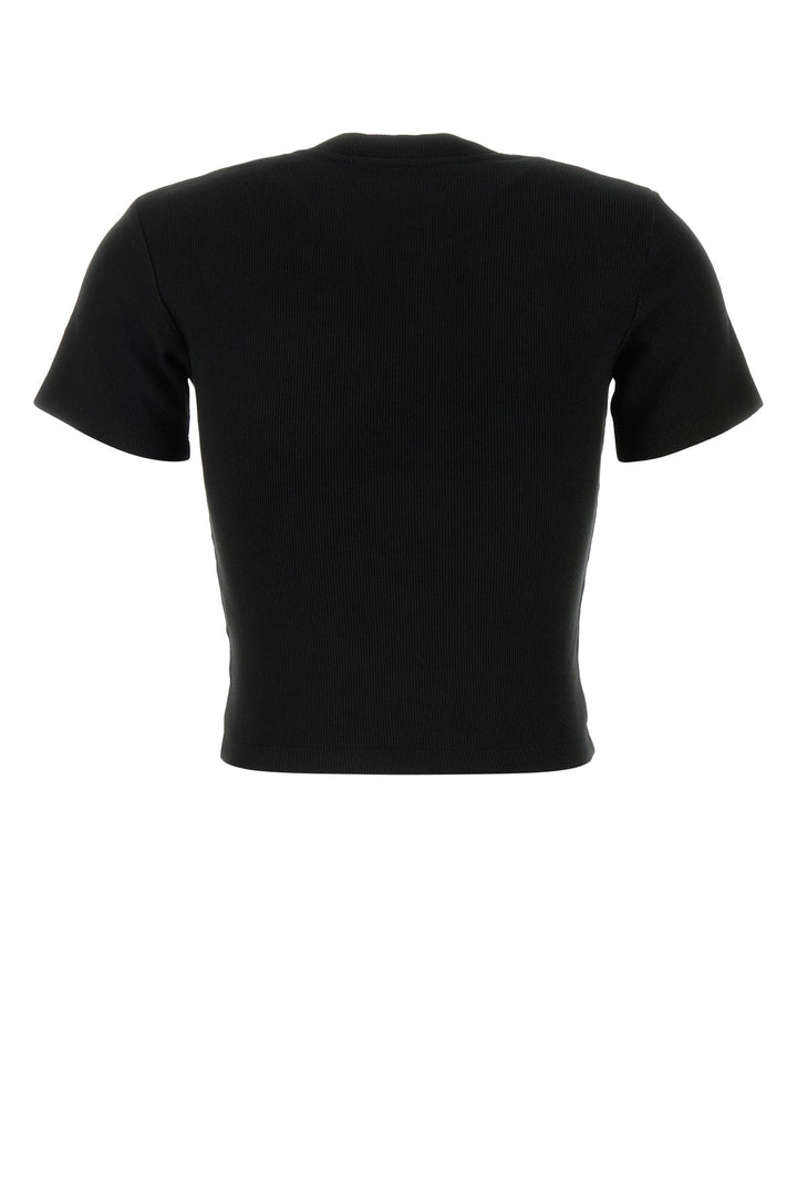 Black stretch cotton blend t-shirt
