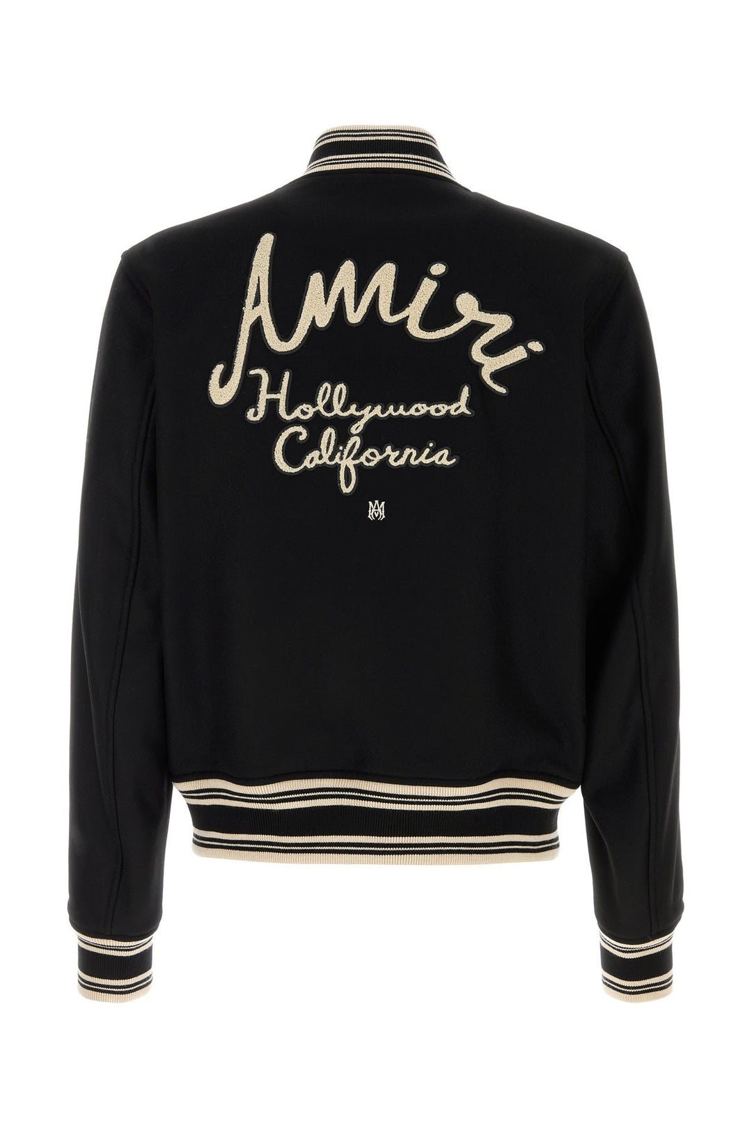 Black wool blend bomber jacket