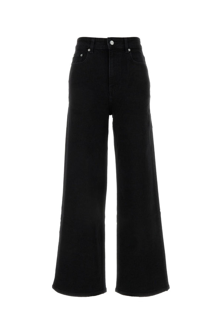Black stretch denim wide-leg jeans
