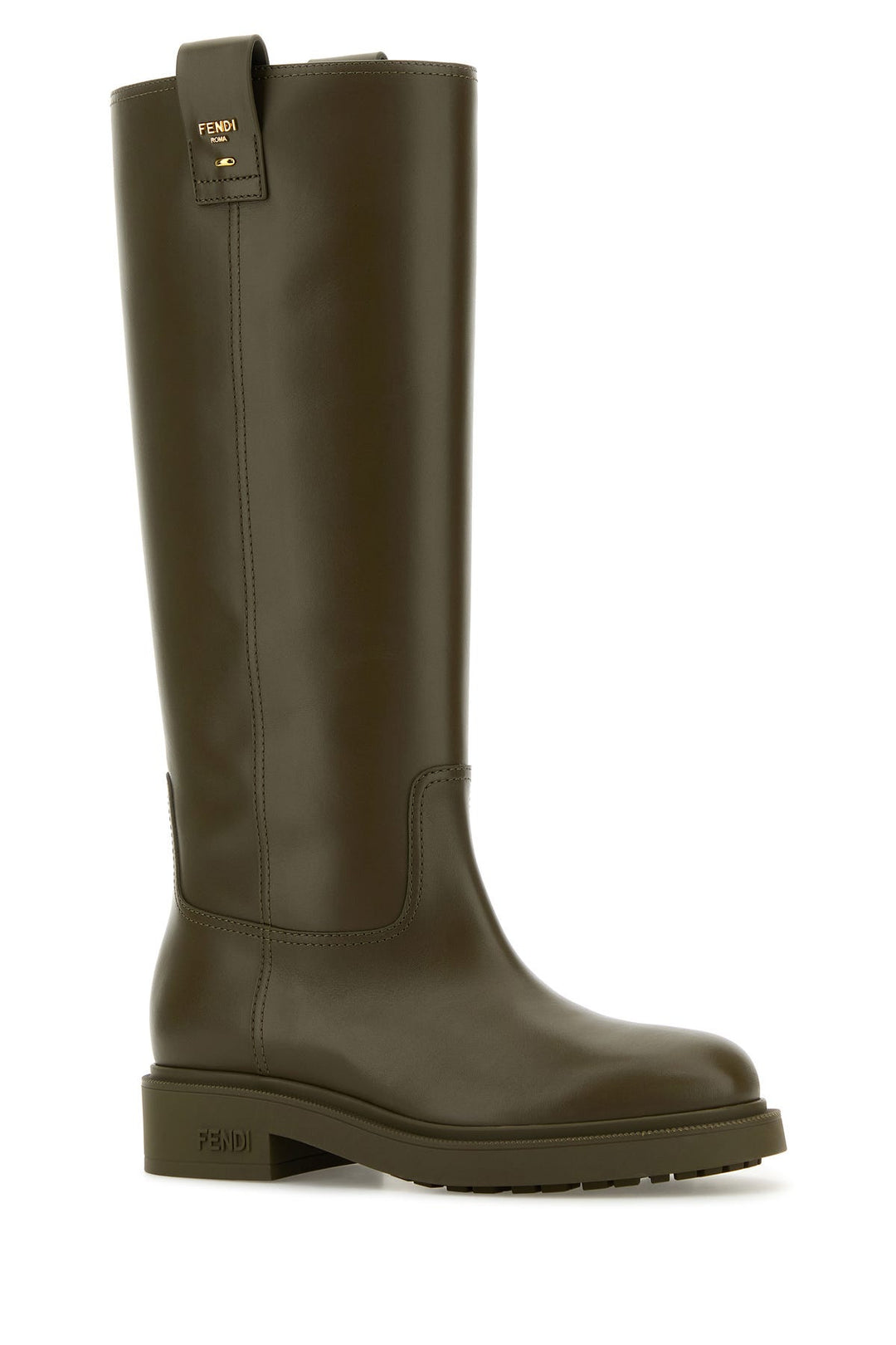 Army green leather Filo boots