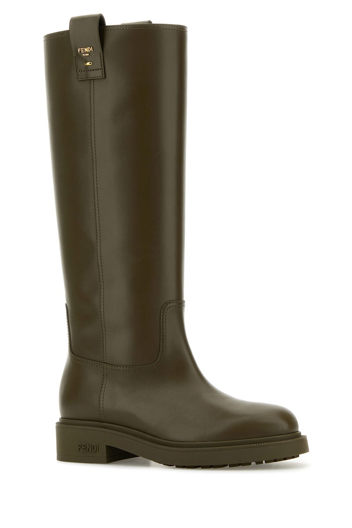 Army green leather Filo boots