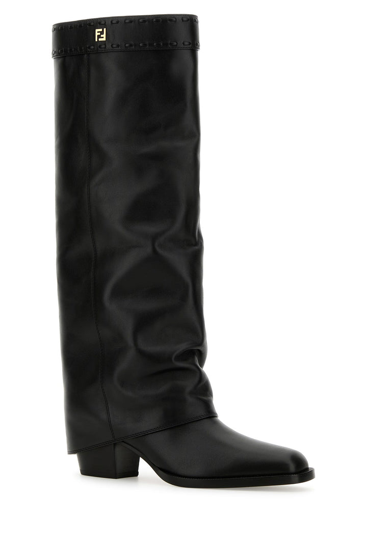 Black leather Fendi Show boots