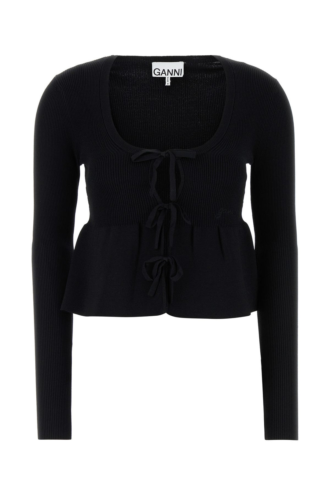 Black stretch viscose blend cardigan