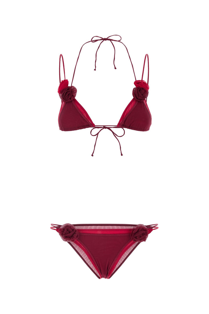 Two-tone stretch mesh bikini