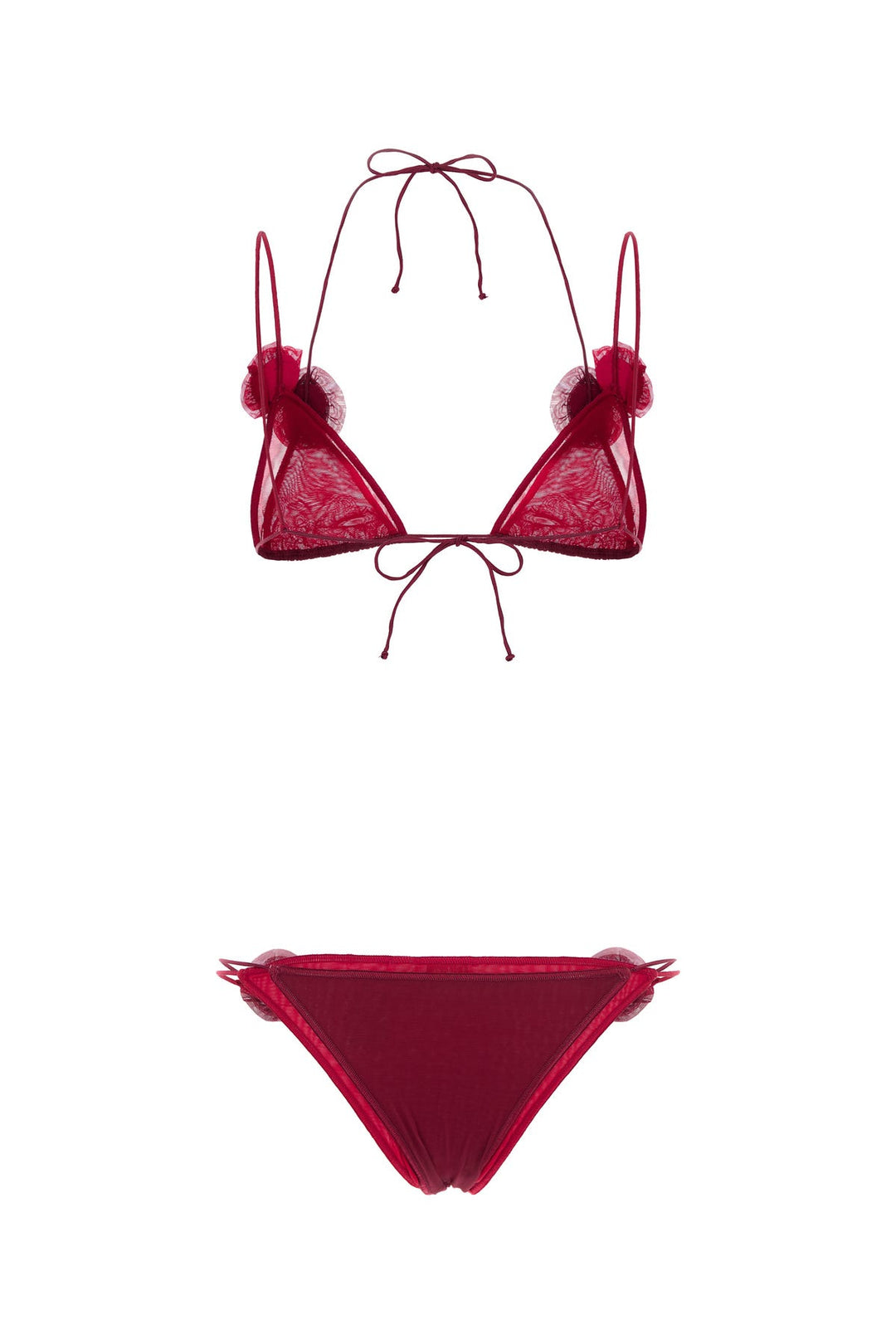 Two-tone stretch mesh bikini