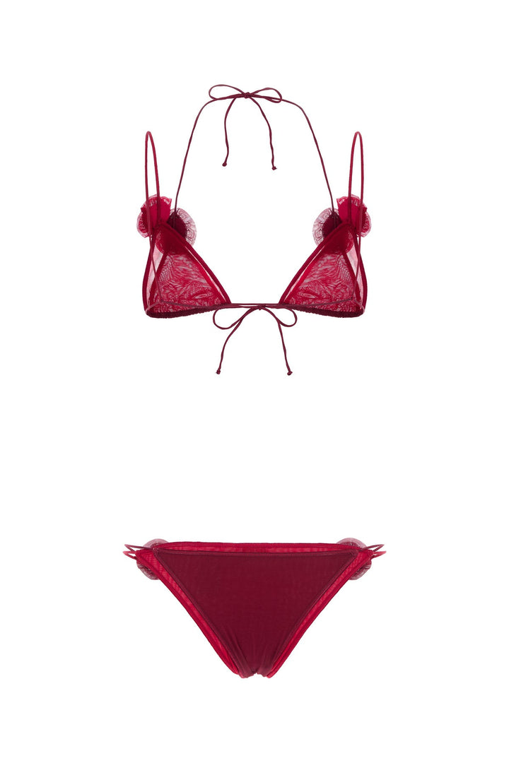 Two-tone stretch mesh bikini