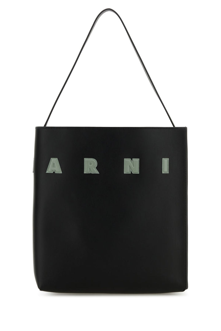Black leather medium Museo shoulder bag