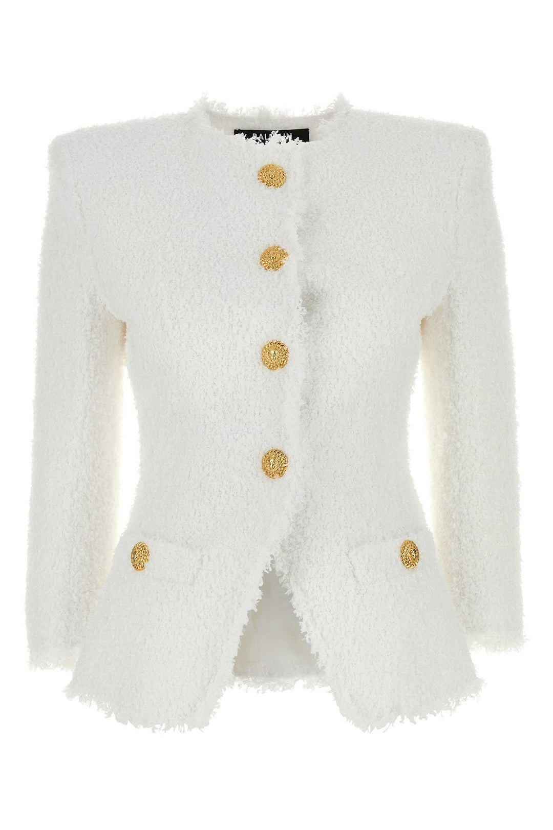 White tweed blazer